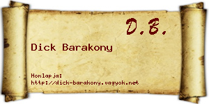 Dick Barakony névjegykártya